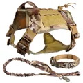 Tactical camo dog harness set with nylon collar and bungee leash for large dogs - L / Harness, Leash And Collar Set / CP Camouflage