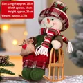 Christmas snowman plush doll wearing plaid hat on yellow rocking chair, 35cm festive ornament - Plaid Rocking Chair - Snowman