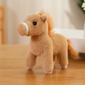 Cute light brown plush horse toy with orange mane and tail in a standing pose - Khaki Horse Pendant / 16cm