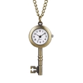 Vintage bronze key-shaped pocket watch necklace with a quartz movement and white dial - Key Shape Style (P972)