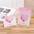 Biglietti d'auguri con cuore 3D acquerello rosa e citazioni d'amore su legno - Love Love / Rosa Viola