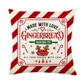 Festive red striped Christmas pillow cover featuring Gingerbread Baking Co. print - 45x45cm / Gingerbread Baking Co Stripes (JYM501-4)