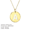14K gold plated stainless steel initial A pendant necklace with 38+5cm chain - Letter A (A-14K Gold)