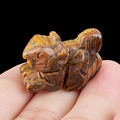 Miniature squirrel statue carved from natural golden tiger eye gemstone for decor - Tiger's Eye