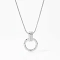 Minimalistische zilveren roestvrijstalen slangenschakelketting met ronde hanger - Zilveren Ketting (PD1787)