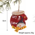 Pendentif gant de Noël avec bonhomme de neige et texte Let It Snow rouge 8cm - Moufle de Bonhomme de Neige Rouge