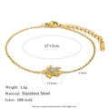 Minimalist 18K gold plated stainless steel sea turtle bracelet with white zircons - Turtle Style