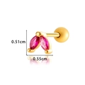 Gold stainless steel stud earring featuring two marquise-cut pink gemstones - Gold Rose Red