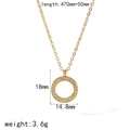 Detail view of gold round pendant necklace with dimensions 18mm by 14.8mm and shiny stones - Pave Set Round Ring Style (TN3269) / Gold
