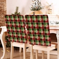 Close-up of Christmas chair covers with red and green plaid patterns and heart motifs - Red and Green Plaid Heart (YTM2-27)