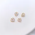 Dettagli di ciondoli a forma di cuore placcati oro 14K con zirconi e motivo traforato - Tipo 2 Cuore di Pesca 7x6,5mm