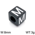 Perle carrée alphabet 8mm en acier noir avec lettre M blanche pour bijoux DIY - Lettre M Noir (KLJ1179-Z)