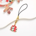 Christmas gift box phone charm with red and green enamel pendant and gold lobster clasp - Gift Box / Gold