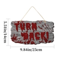 Detailed size view of Halloween wood-style sign with bloody handprints and TURN BACK text - Turn Back Style (WSJ010)