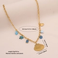 Collana in acciaio inox dorato con ciondoli a conchiglia, stella marina e occhio - Stile Malocchio Fiore Conchiglia (5855451437778)