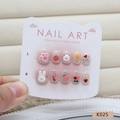 Cute cartoon press-on nails for kids featuring bunny, carrot, and cat paw designs - Animal Paradise Style (K025) / 10Pcs With Jelly Glue