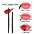 Dual-ended retractable black lip brush with precision tips for lining and filling lips - Black
