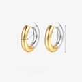 Minimalistische Bicolor-Creolen aus Edelstahl in Gold und Silber, Größe 24 mm - 5x14mm (Zweifarbig)