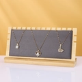 Bamboo wood jewelry stand with 14 hooks and gray velvet board for necklace display - ZM009 Small Grey Velvet