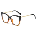 Cat-eye bril met zwart en schildpad montuur en slanke gouden metalen brilpoten - Zwart & Schildpad Contrast C3