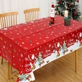 Rectangular red and white Christmas tablecloth with Santa Claus and snowman patterns - Zb695-20