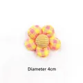 Macro detail of a 4cm checkered fabric flower showing yellow and pink petals for DIY hair craft - Yellow Pink Plaid Flower