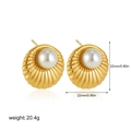 Detailed view of 22mm shell-shaped gold pearl earrings with dimensions and weight info - Spiral Shell Artificial Pearl (22926)