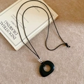 Faux leather magnetic glasses holder necklace in black round design with woven cord - 59# Necklace Black Irregular Hole Ring
