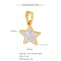 Pendentif étoile en acier inoxydable 316L plaqué or avec incrustation de zircons - Étoile entièrement pavée