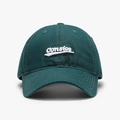 Forest green cotton baseball cap featuring white 3D concise embroidery in a front view - Adjustable / Green