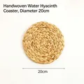 Tovaglietta rotonda in giacinto d'acqua intrecciata a mano, diametro 20cm, decorativa - Giacinto d'acqua naturale intrecciato / Diametro 20cm