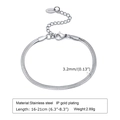 Detail view of 3.2mm silver snake chain bracelet with lobster clasp and K18 tag - Silver Snake Chain