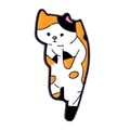 Funny cartoon calico cat enamel pin in black white and orange finish for clothing - Calico Stretching Cat