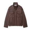 Brown vintage style faux suede work jacket with dual chest pockets and a stand collar - XS / Coffee