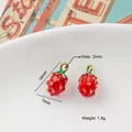 Cute red strawberry alloy pendant for DIY earrings with size dimensions and weight info - 6# Strawberry Type 06