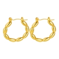 Detail view of gold beaded hoop earrings featuring a polished metallic finish and secure clasp - Oval Beaded Hoop