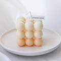Pink and white gradient bubble cube candle in a ceramic tray for home decor - Gradient Champagne - Orange Blossom
