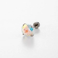 Iridescent octagon-cut cubic zirconia stud earring with titanium steel screw back - Moonlight Script