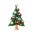 Kerstboom speldje in groen emaille met kleurrijke kristallen en gouden metalen voet - 2075 Kerstboom