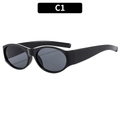 Lunettes de soleil ovales rétro avec monture noir brillant et verres gris foncé style Y2K - Monture Noire Verres Gris
