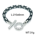Pulsera de cadena real para hombre en acero con cierre de calavera, 210mm eslabón plata negro - Bicolor Negro