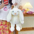 Cute white plush bunny backpack with long ears and soft faux fur for kids and girls - Beige
