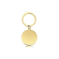 Polished gold round stainless steel keychain with blank metal charm for engraving - 25mm Gold Round Outer Hole Keychain