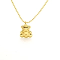 Collar minimalista con colgante de oso dorado y cadena de bolas para mujer - Oso Monograma