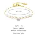 Detail of 14K gold plated stainless steel chain with white pearls and size markings - Pearl Stitched Fine Chain/SB22051909