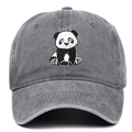 Casquette de baseball en coton délavé gris foncé avec broderie panda de haute qualité pour femmes - Gris