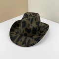 Classic western cowboy hat with olive green felt and black irregular spots pattern - Adjustable M (56-58cm) / Army Green