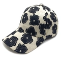 Casquette de baseball en jacquard crème avec motifs floraux rétro et visière courbée réglable - M (56-58cm) / Beige