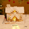 Verlicht houten kersthuisje met warme LED, feestelijke decoratie, 15x4,5x18 cm - Stereo Houten Huis Stijl D