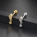 Surgical steel helix stud with marquise zircon charms in gold and silver finishes - Long Marquise Dangle